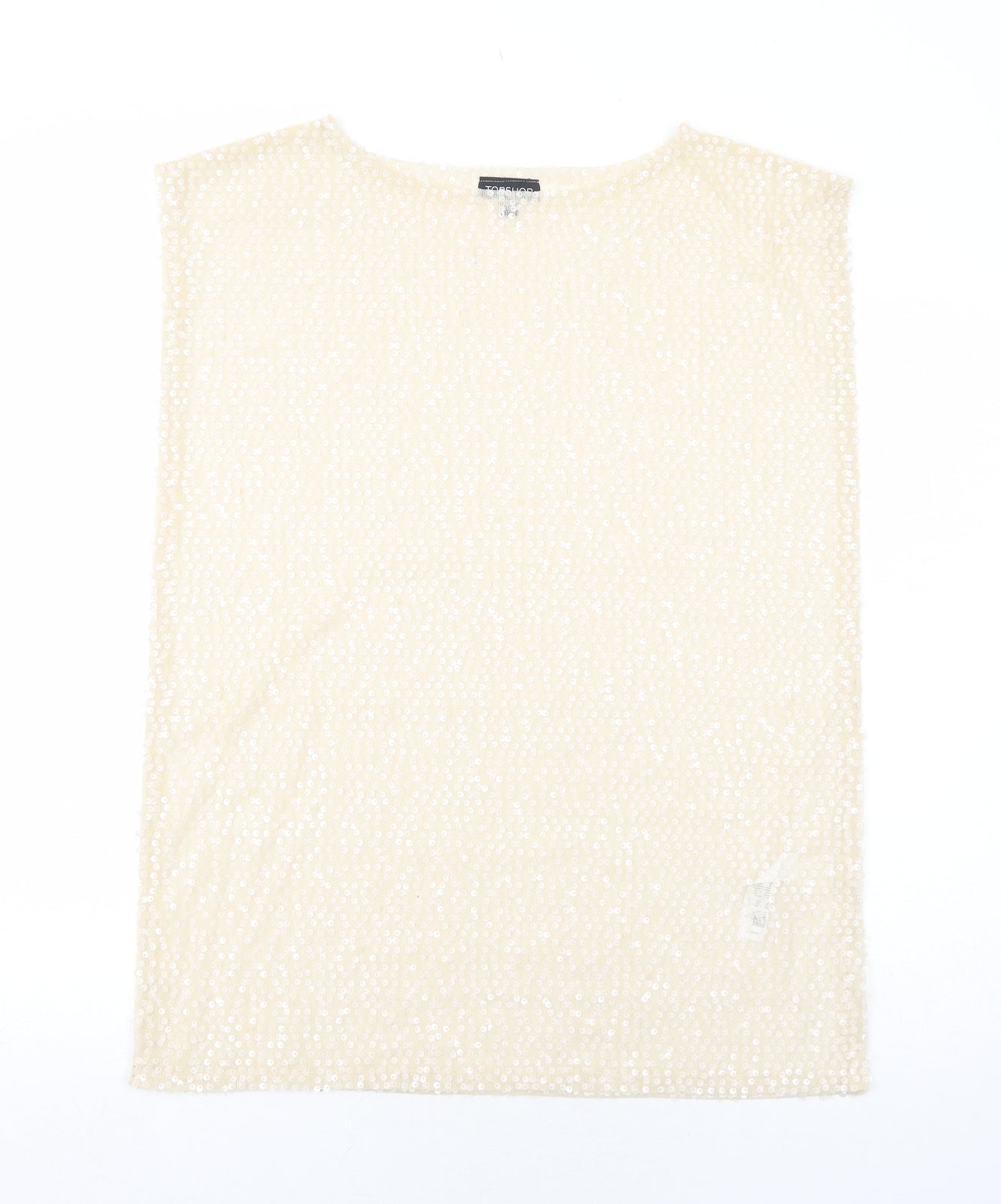 Topshop Womens Ivory Polyester Basic Tank Size 8 Round Neck