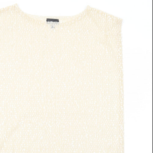 Topshop Womens Ivory Polyester Basic Tank Size 8 Round Neck