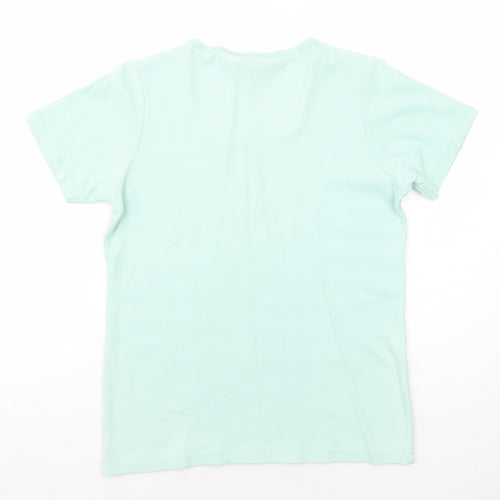 EWM Womens Green Cotton Basic T-Shirt Size 10 Square Neck - Size 10-12