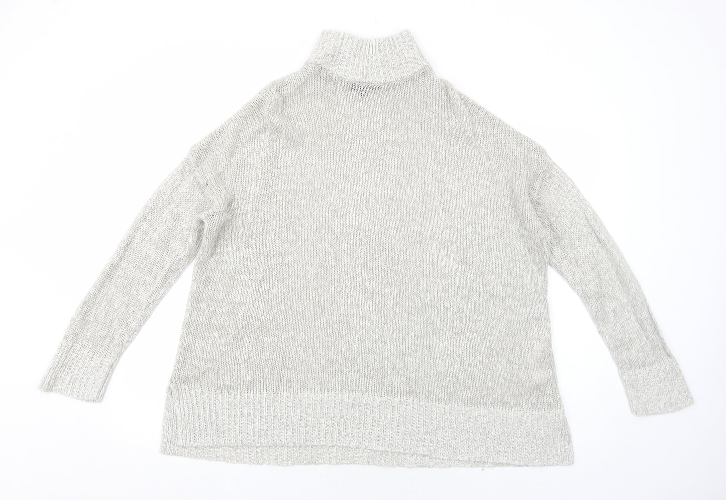 New Look Womens Grey High Neck Acrylic Pullover Jumper Size L