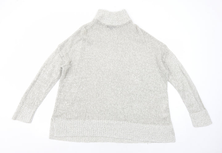 New Look Womens Grey High Neck Acrylic Pullover Jumper Size L