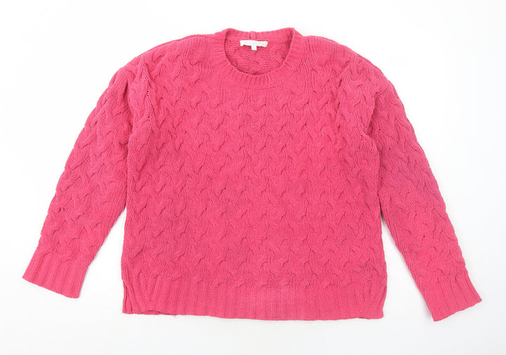 NEXT Womens Pink Round Neck Polyester Pullover Jumper Size S - Textured