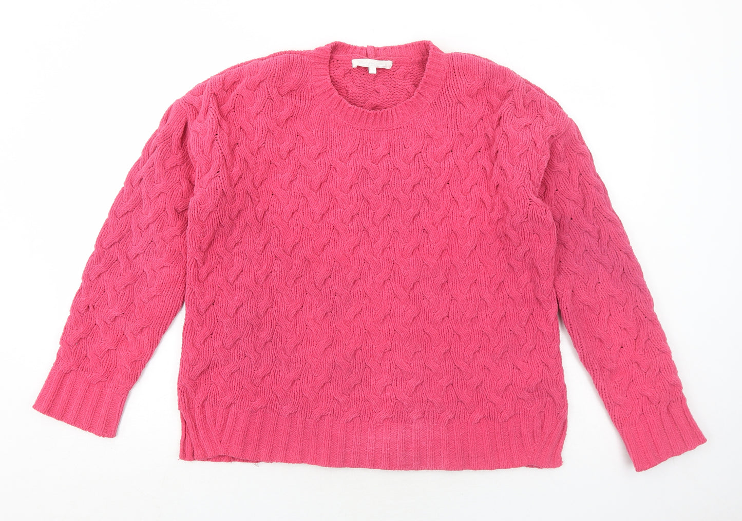 NEXT Womens Pink Round Neck Polyester Pullover Jumper Size S - Textured