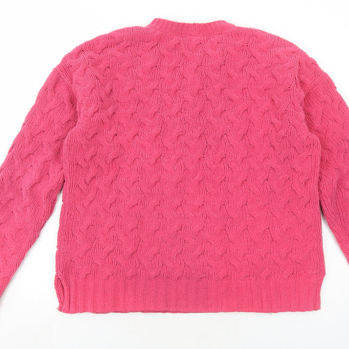 NEXT Womens Pink Round Neck Polyester Pullover Jumper Size S - Textured