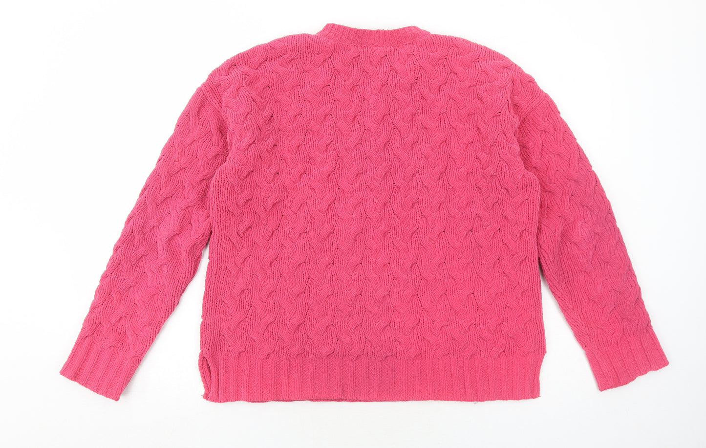 NEXT Womens Pink Round Neck Polyester Pullover Jumper Size S - Textured