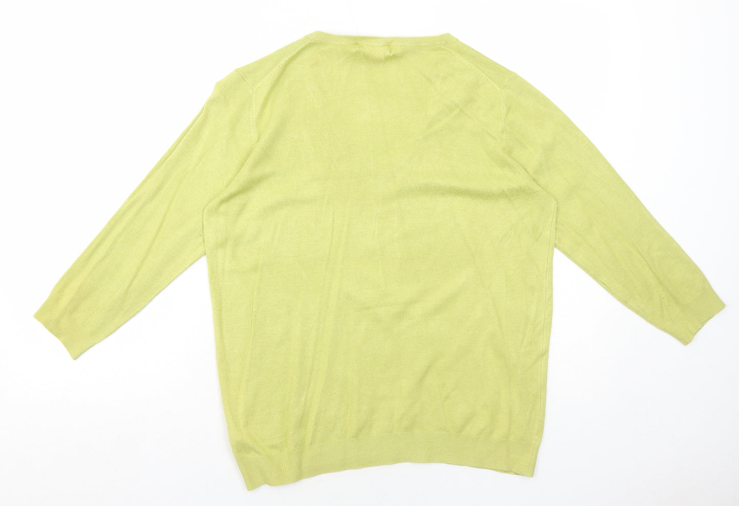 Marks and Spencer Womens Green V-Neck Viscose Pullover Jumper Size 12