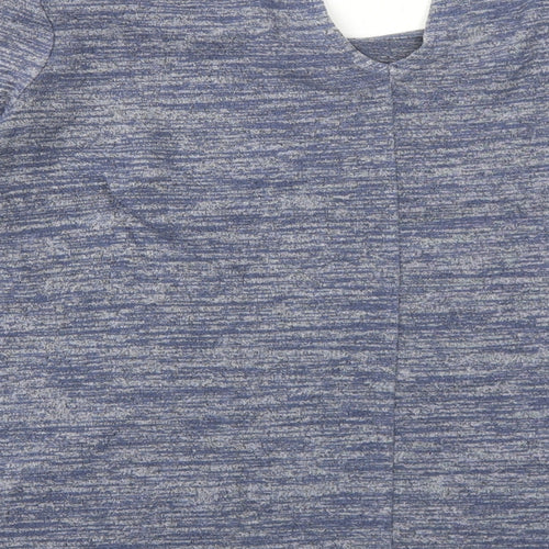 Mercer & Madison Womens Blue Geometric Polyester Basic Blouse Size L Round Neck