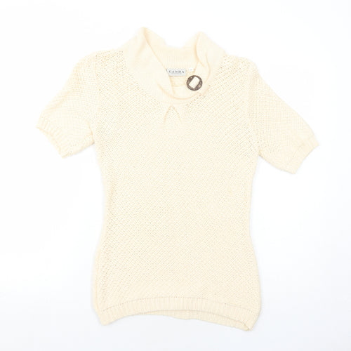 C&A Womens Ivory Collared Cotton Pullover Jumper Size S