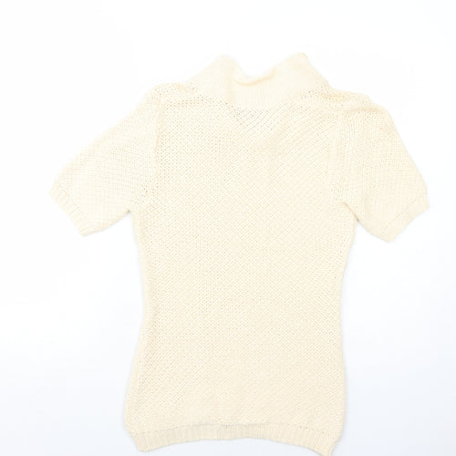 C&A Womens Ivory Collared Cotton Pullover Jumper Size S
