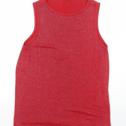 Evans Womens Red Viscose Basic Tank Size 14 Round Neck