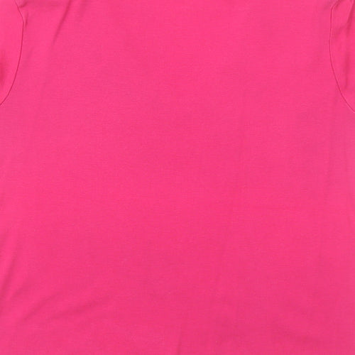Marks and Spencer Womens Pink Cotton Basic Blouse Size 14 V-Neck