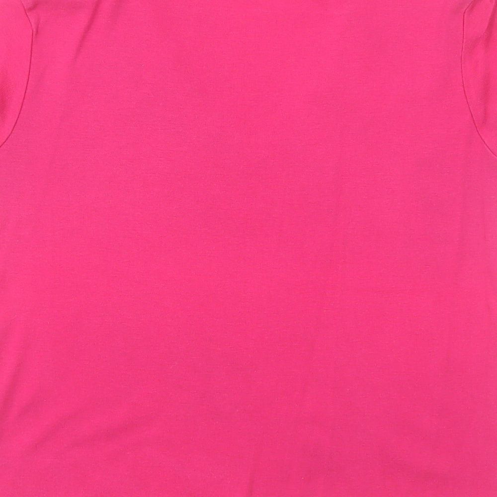 Marks and Spencer Womens Pink Cotton Basic Blouse Size 14 V-Neck