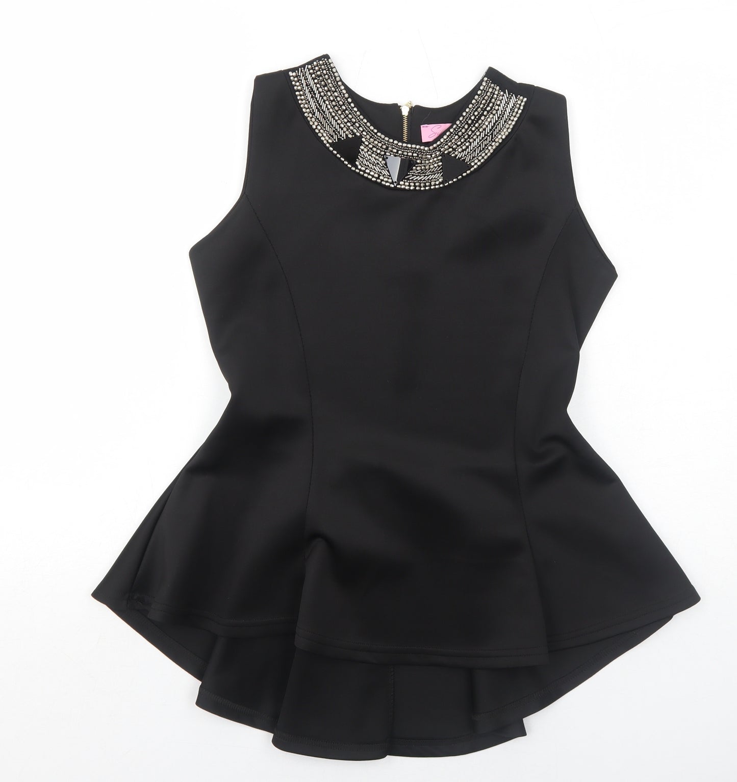 Signature Womens Black Polyester Basic Tank Size M Round Neck - Size M-L