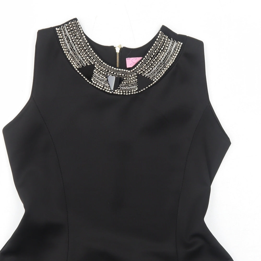 Signature Womens Black Polyester Basic Tank Size M Round Neck - Size M-L