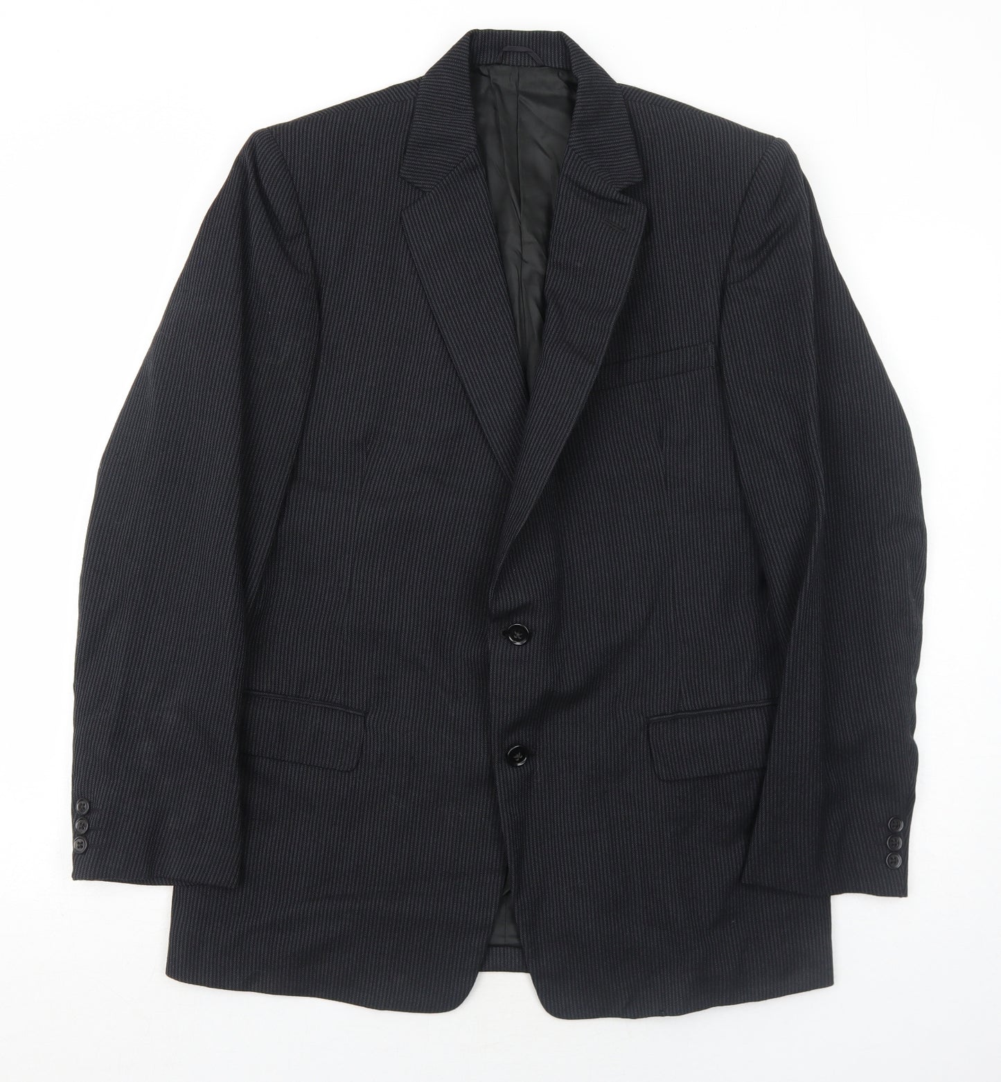 John Collier Mens Black Striped Polyester Jacket Suit Jacket Size 40 Regular