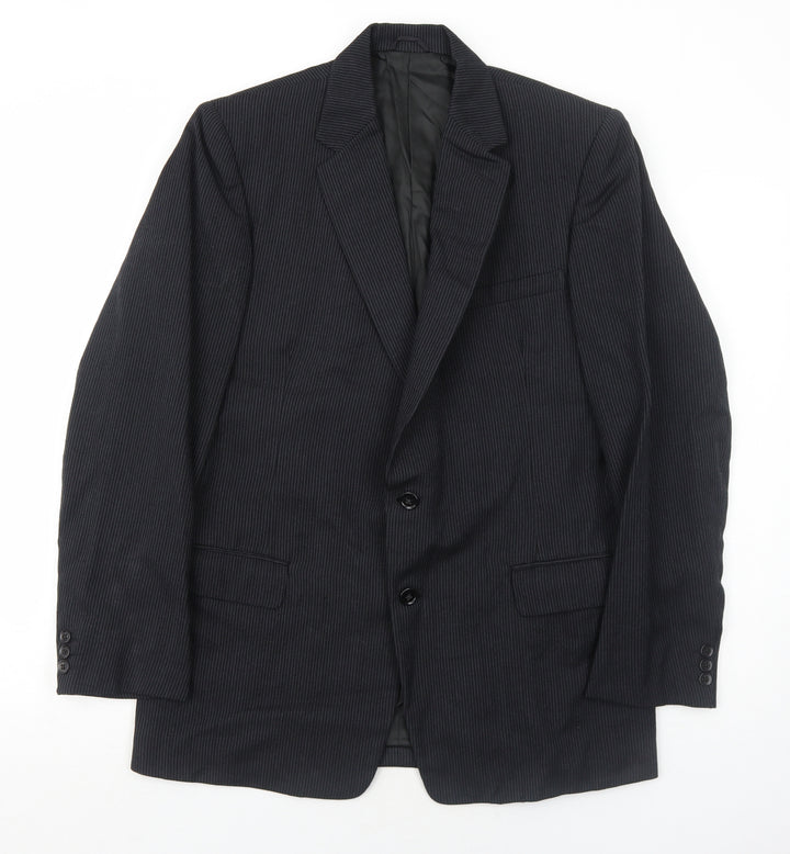 John Collier Mens Black Striped Polyester Jacket Suit Jacket Size 40 Regular