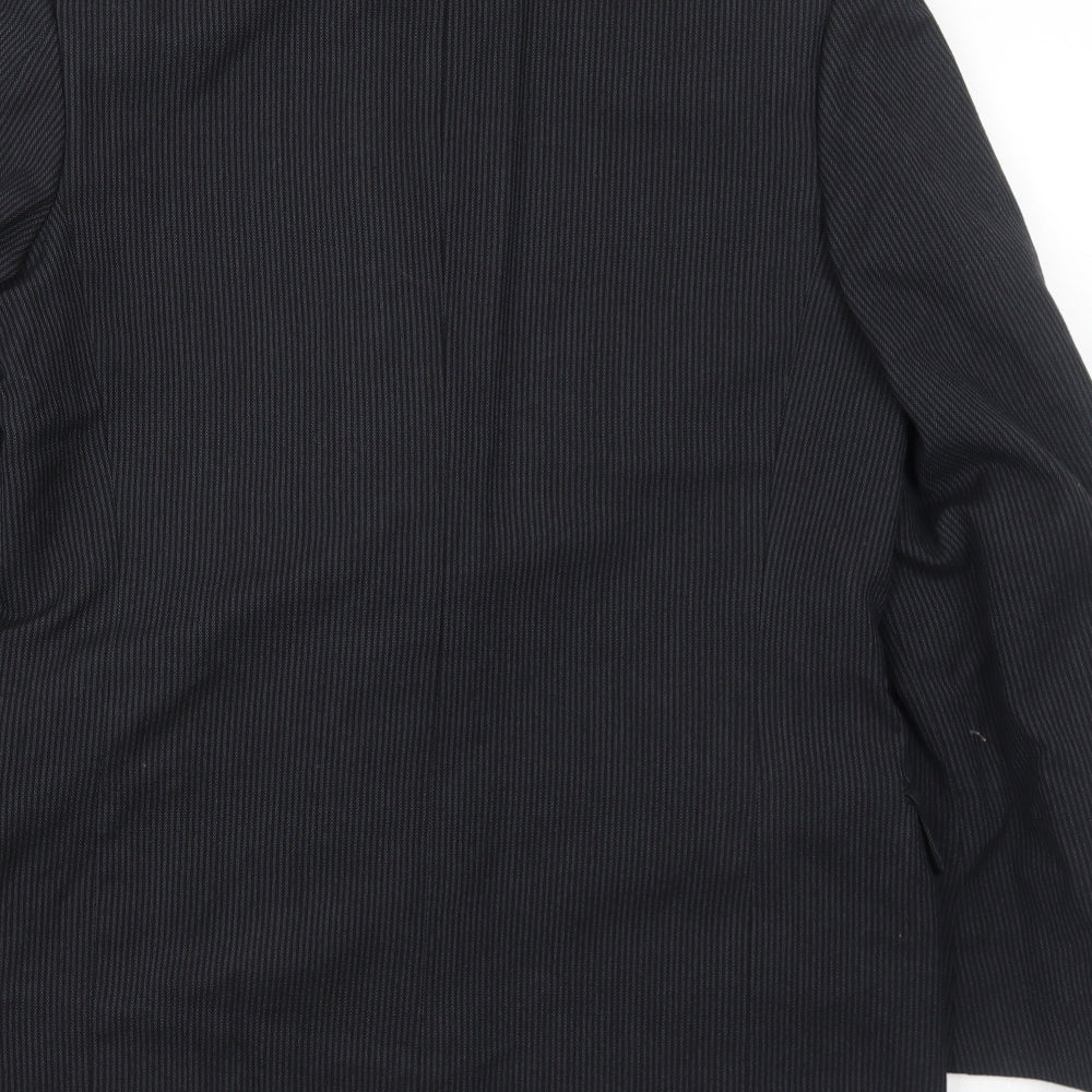 John Collier Mens Black Striped Polyester Jacket Suit Jacket Size 40 Regular
