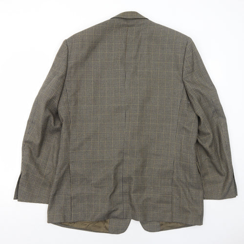 Brook Taverner Mens Green Geometric Polyester Jacket Blazer Size 42 Regular