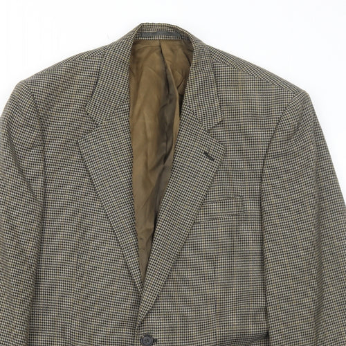 Brook Taverner Mens Green Geometric Polyester Jacket Blazer Size 42 Regular