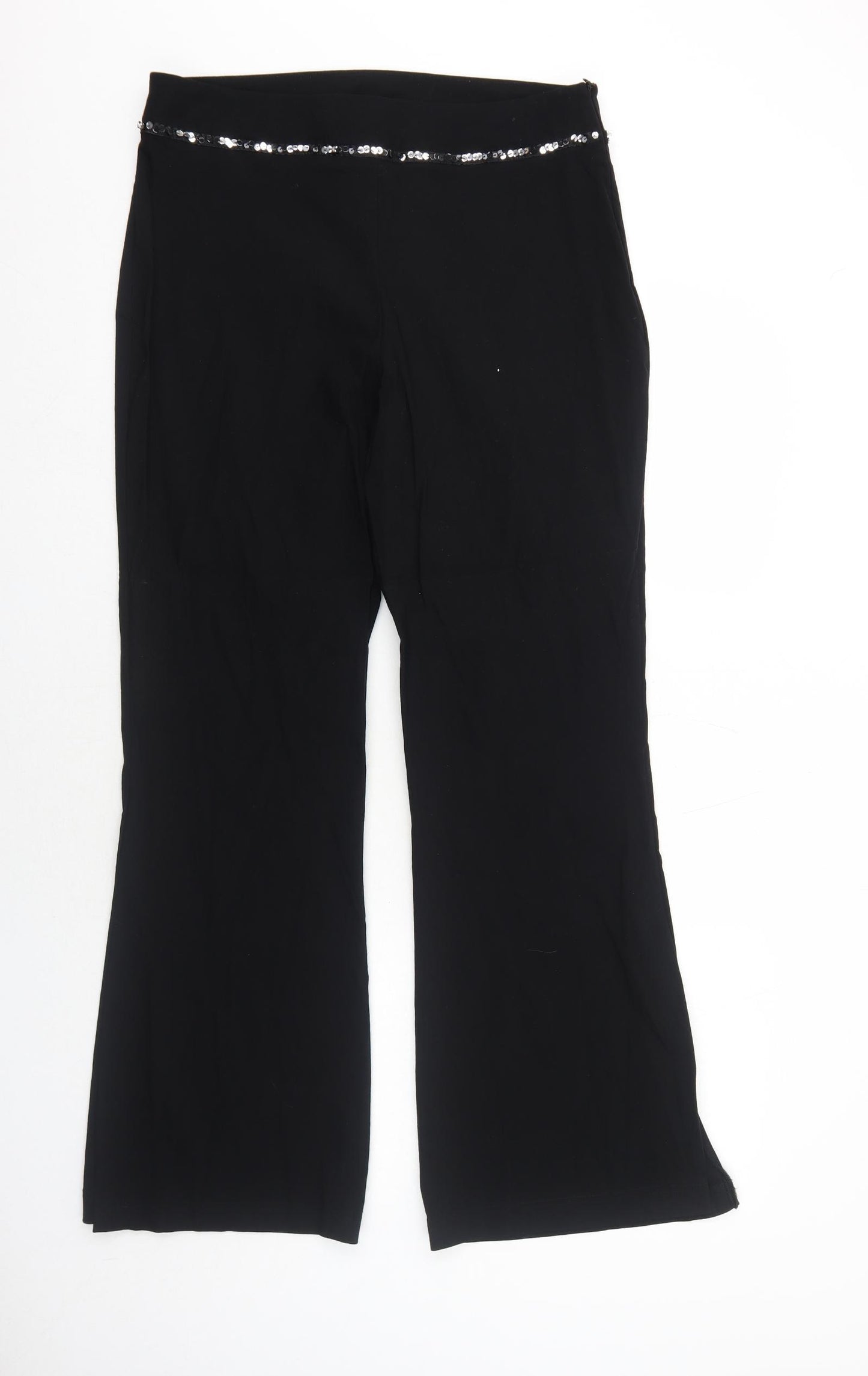 AMARANTO Womens Black Viscose Trousers Size 16 Regular Zip