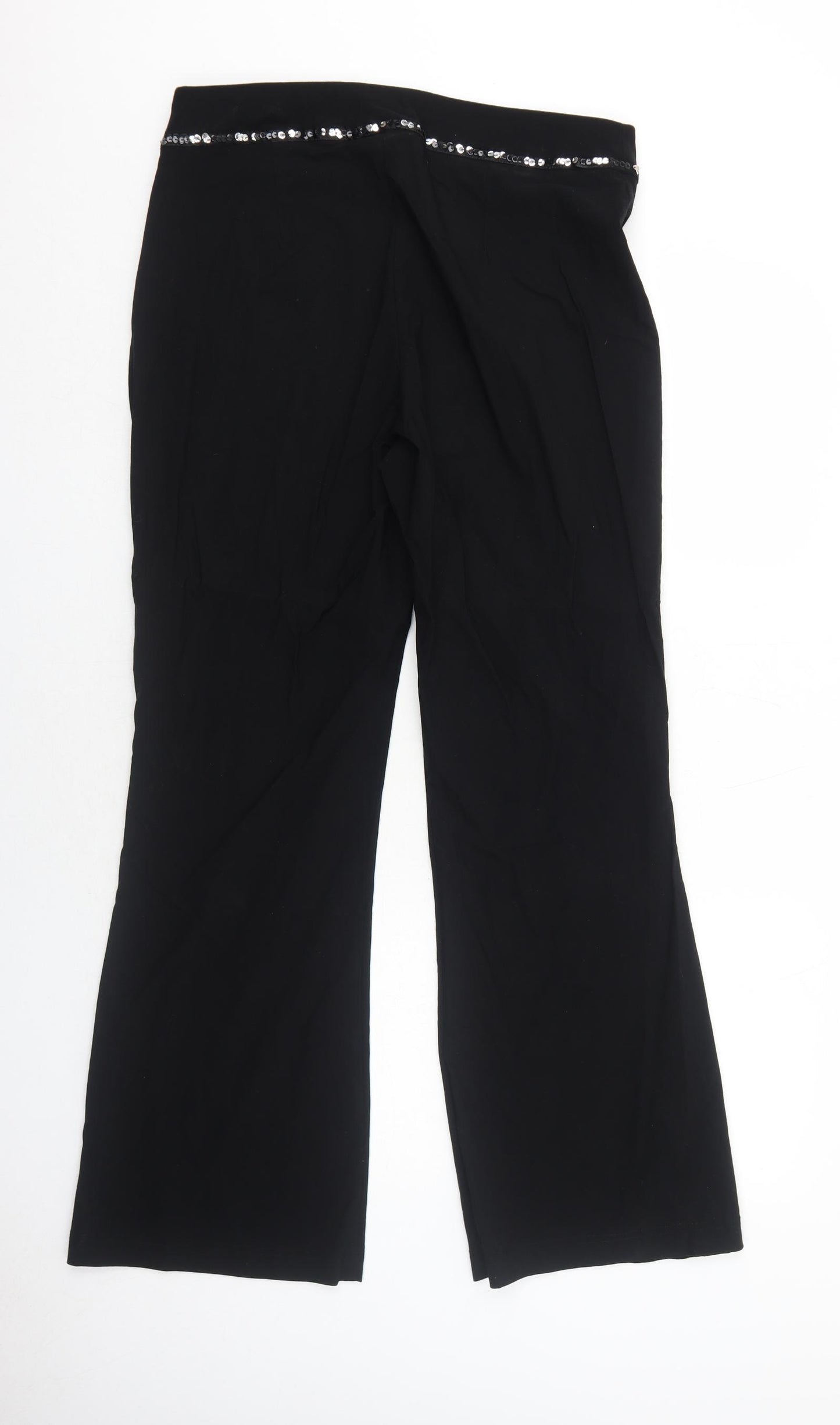 AMARANTO Womens Black Viscose Trousers Size 16 Regular Zip