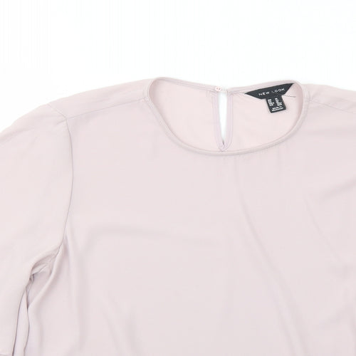 New Look Womens Purple Polyester Basic Blouse Size 14 Round Neck