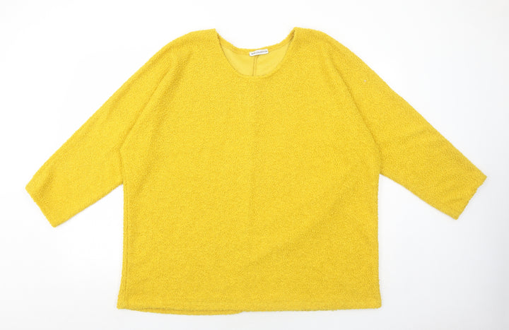 New Collection Womens Yellow Round Neck Polyester Pullover Jumper Size 8