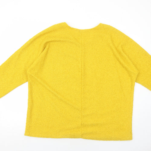 New Collection Womens Yellow Round Neck Polyester Pullover Jumper Size 8