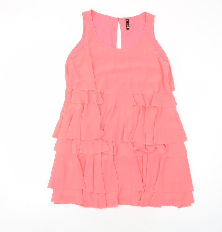 H&M Womens Pink Polyester Trapeze & Swing Size 12 Round Neck Button
