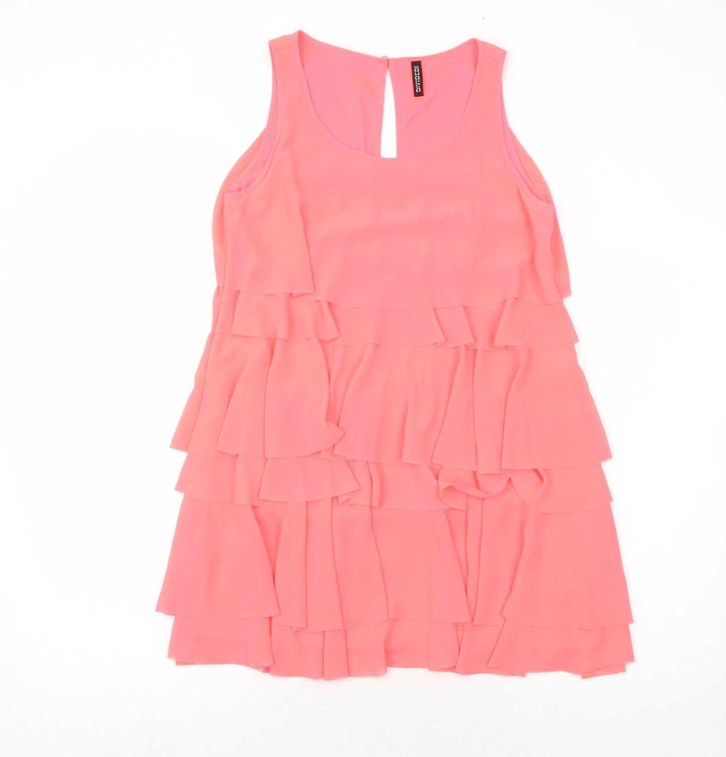 H&M Womens Pink Polyester Trapeze & Swing Size 12 Round Neck Button