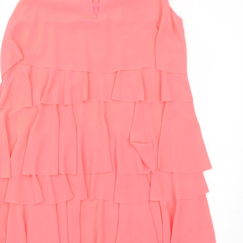 H&M Womens Pink Polyester Trapeze & Swing Size 12 Round Neck Button