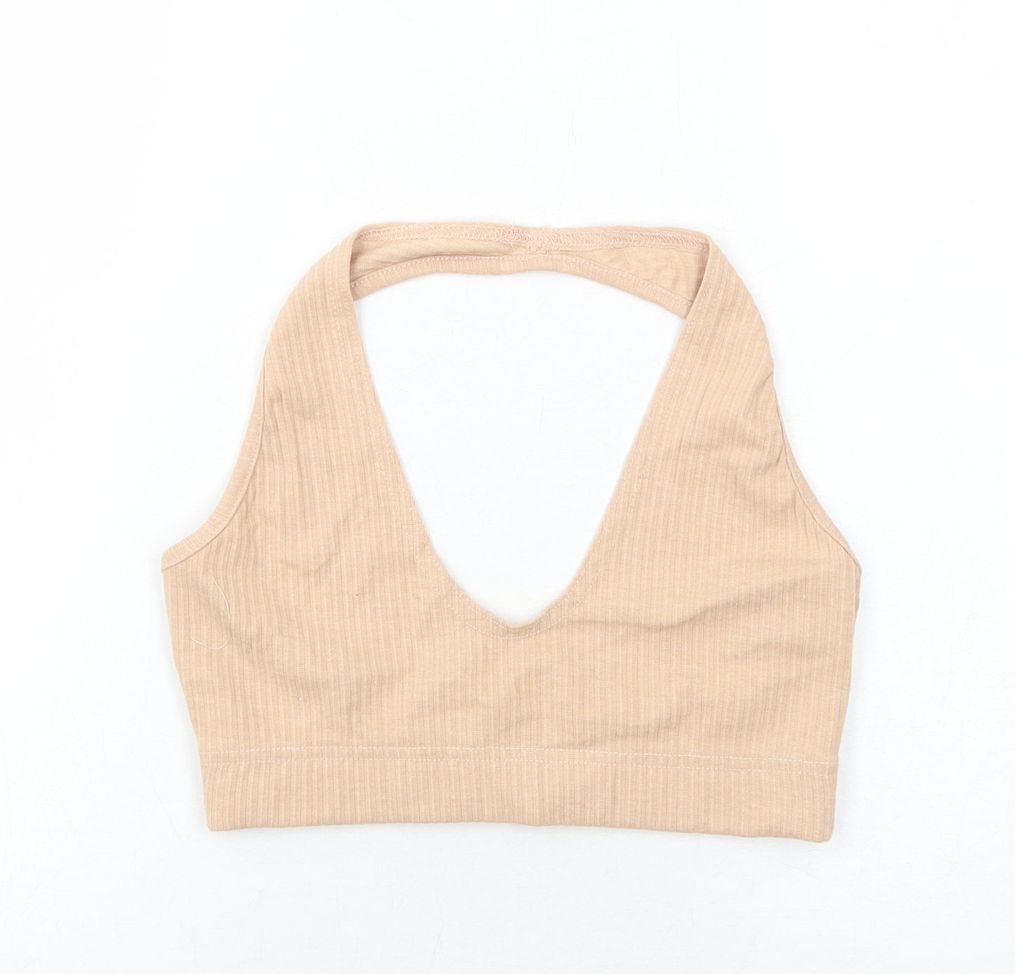 Missguided Womens Beige Polyester Cropped Tank Size 10 Halter