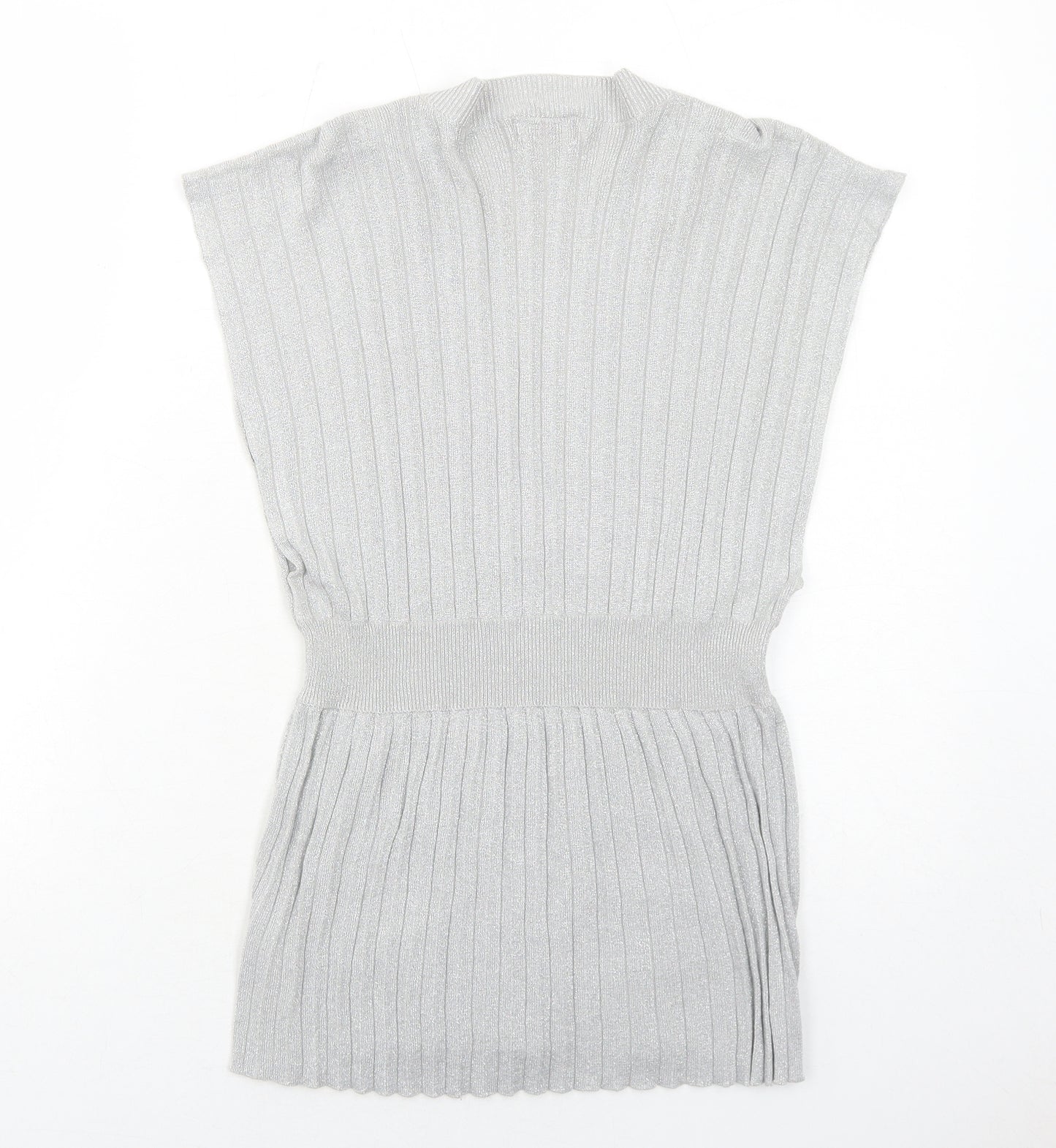 Miss Selfridge Womens Silver Viscose Basic Tank Size 10 V-Neck