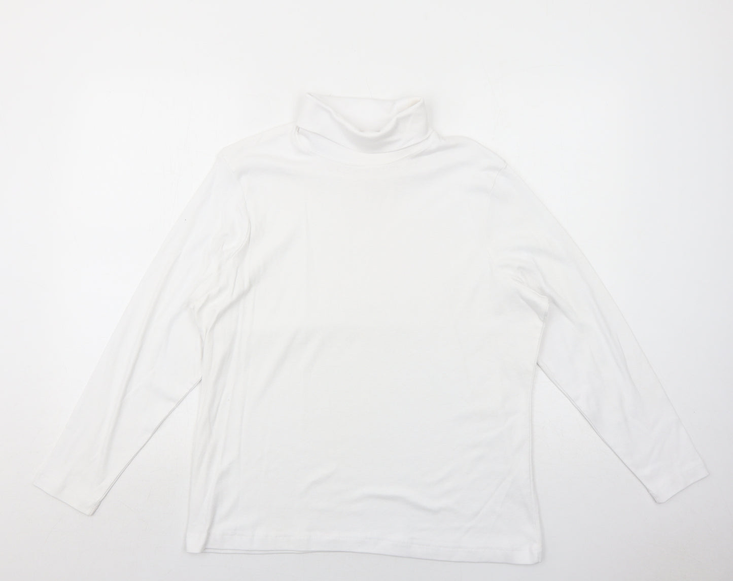 Being Casual Womens White Cotton Basic T-Shirt Size 20 Roll Neck