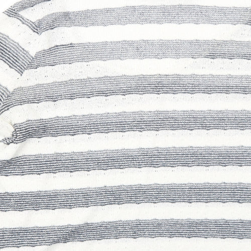 NEXT Womens Blue V-Neck Striped Viscose Pullover Jumper Size 12