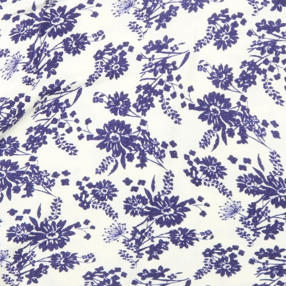 BHS Womens White Round Neck Floral Acrylic Pullover Jumper Size 16