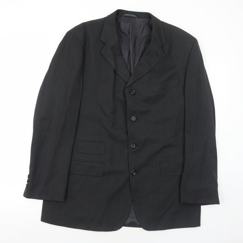 Jonathan Adams Mens Black Striped Polyester Jacket Suit Jacket Size 42 Regular