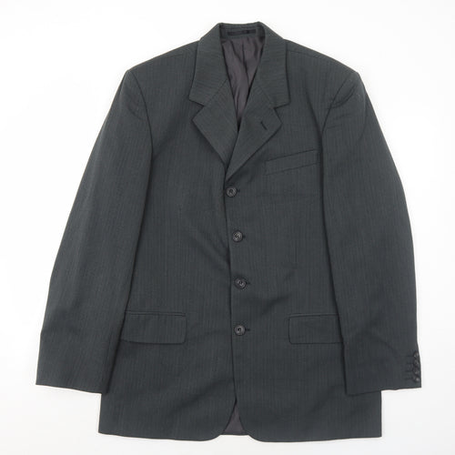 Vittoria Mens Grey Striped Polyester Jacket Suit Jacket Size 42 Regular