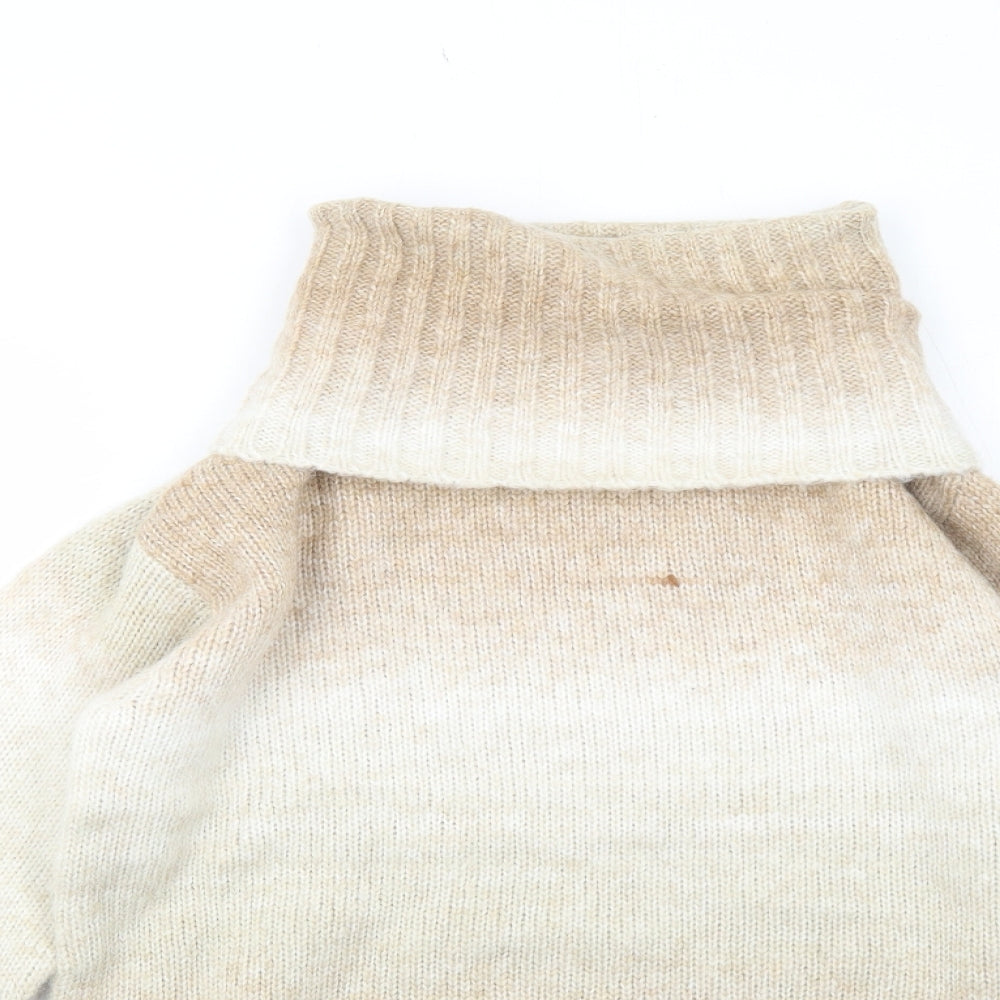 Marks and Spencer Womens Beige Roll Neck Acrylic Pullover Jumper Size XS