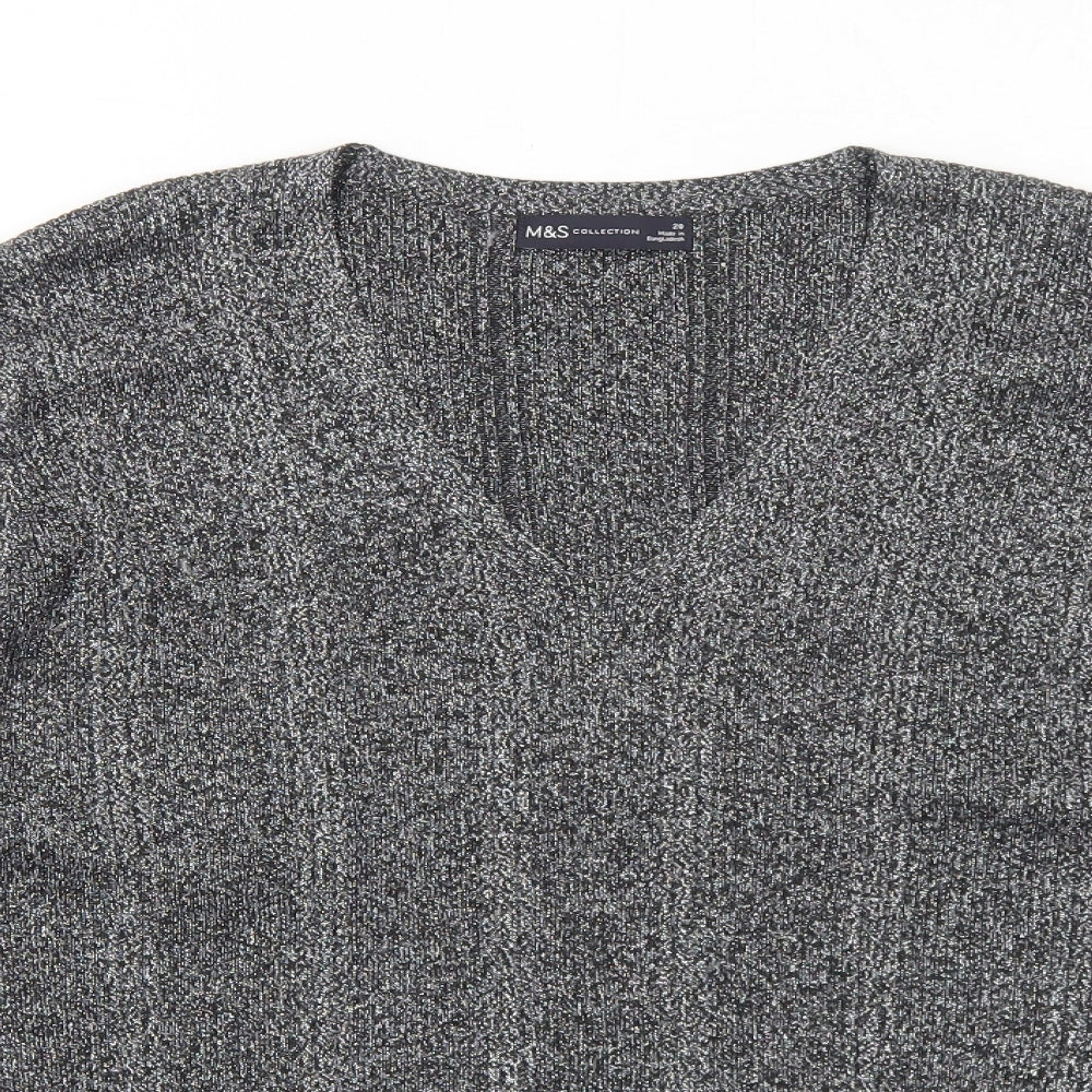 Marks and Spencer Womens Black V-Neck Viscose Pullover Jumper Size 20