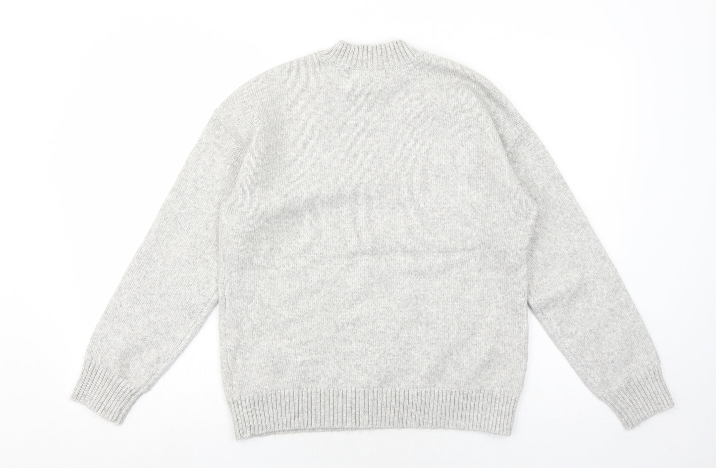 Marks and Spencer Womens Grey Round Neck Polyester Pullover Jumper Size S - Star Pattern