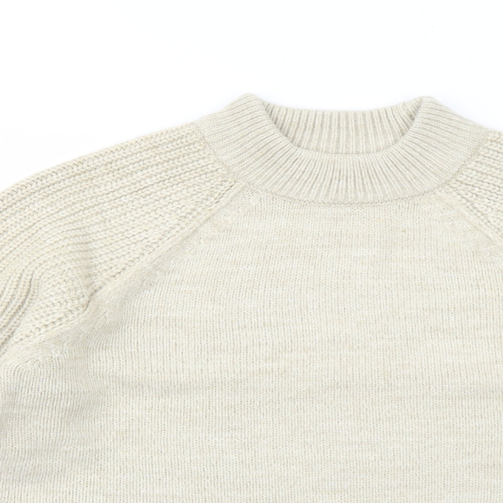 Marks and Spencer Womens Beige Round Neck Acrylic Pullover Jumper Size M