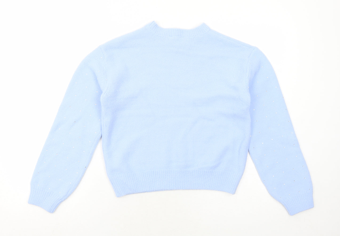 Marks and Spencer Girls Blue Round Neck Polyamide Pullover Jumper Size 13-14 Years Pullover