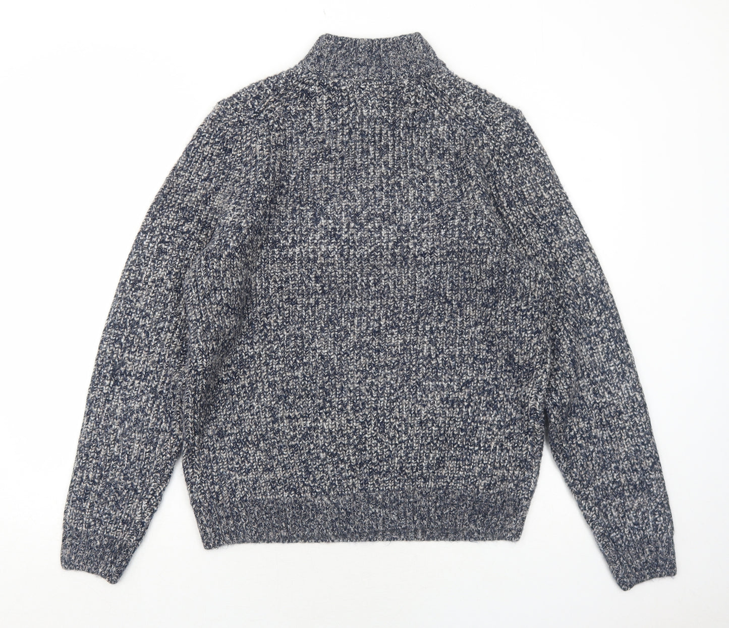 Marks and Spencer Mens Blue High Neck Acrylic Pullover Jumper Size M Long Sleeve