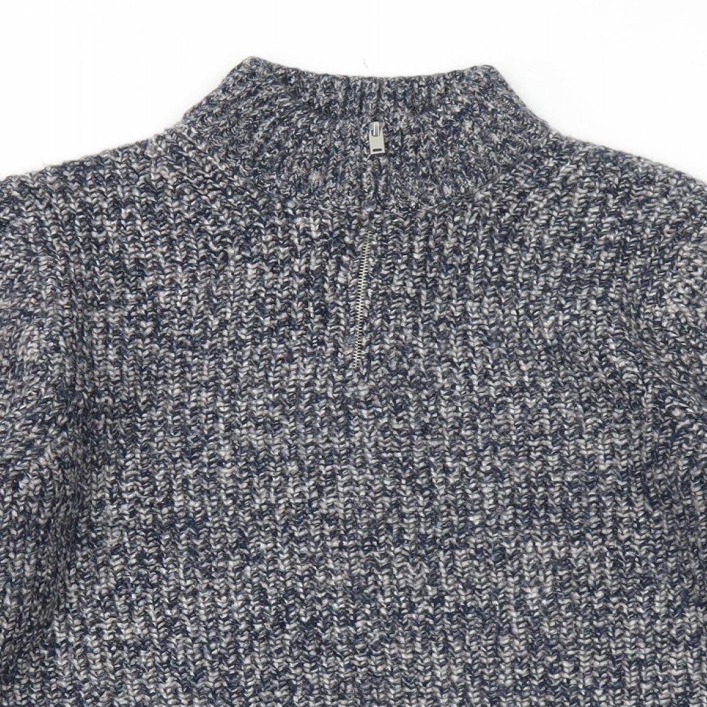 Marks and Spencer Mens Blue High Neck Acrylic Pullover Jumper Size M Long Sleeve