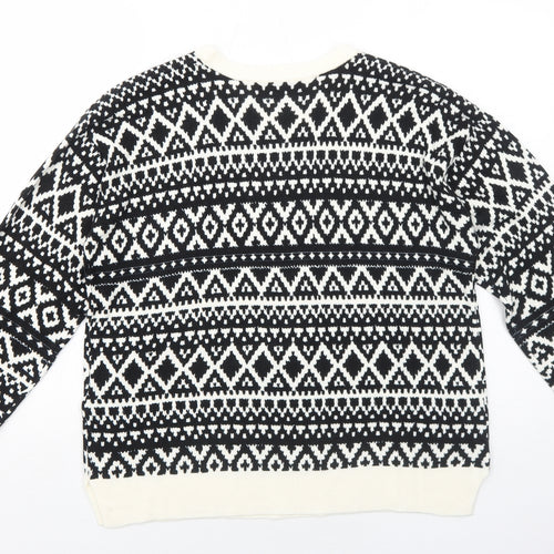 Marks and Spencer Womens Black Round Neck Geometric Acrylic Pullover Jumper Size 16
