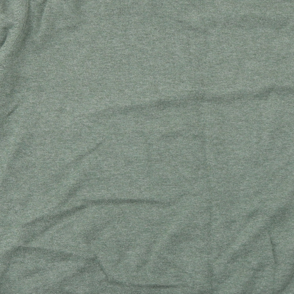 Marks and Spencer Mens Green V-Neck Cotton Pullover Jumper Size L Long Sleeve