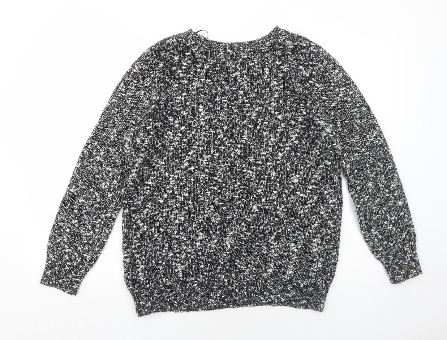 Marks and Spencer Womens Black Round Neck Cotton Pullover Jumper Size 16 - Heart