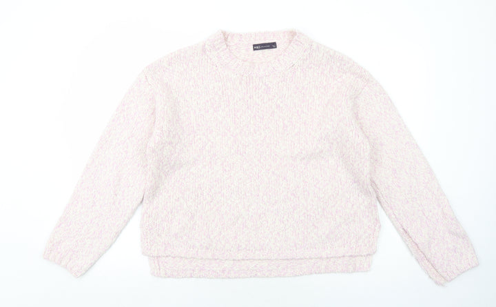 Marks and Spencer Womens Pink Round Neck Polyester Pullover Jumper Size L