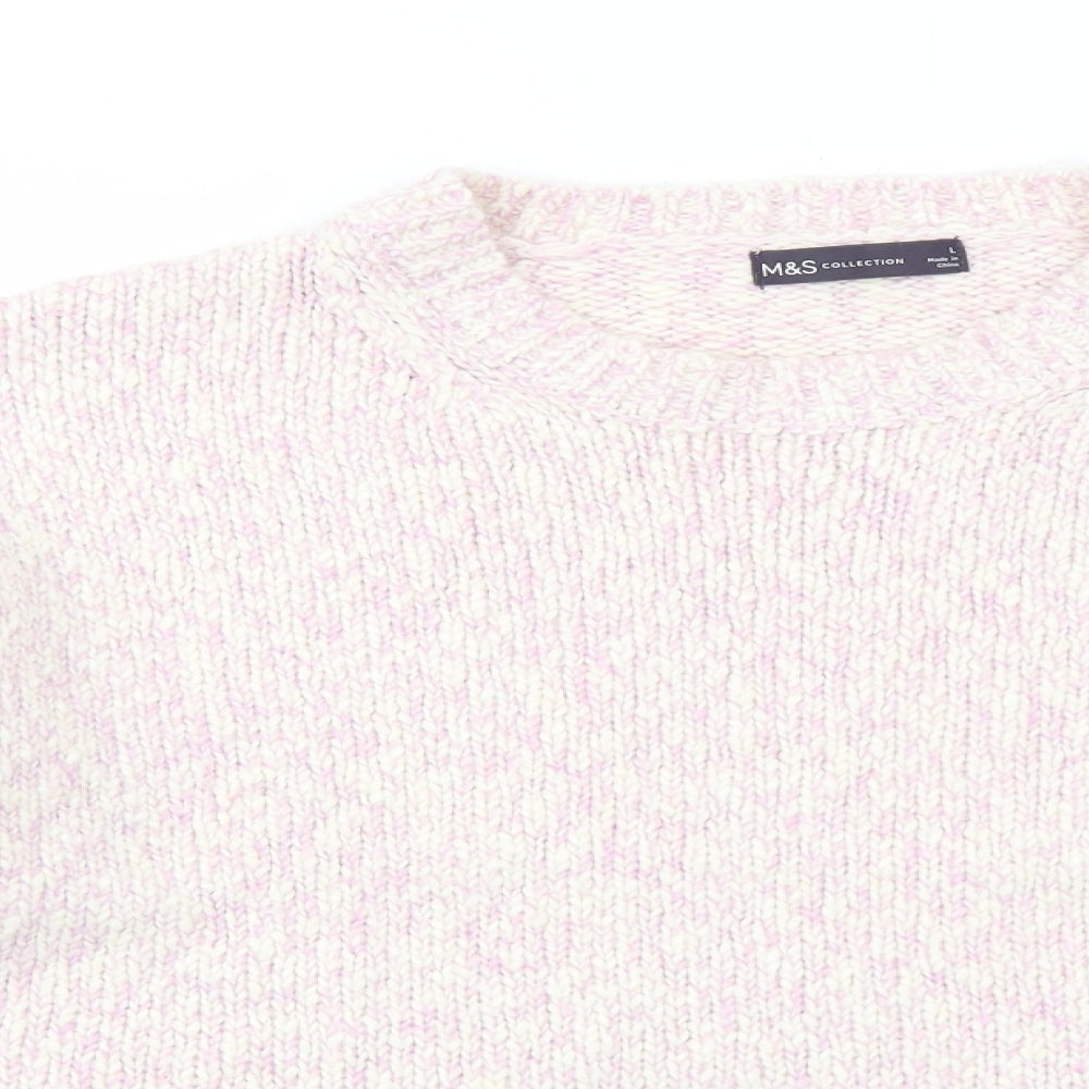 Marks and Spencer Womens Pink Round Neck Polyester Pullover Jumper Size L